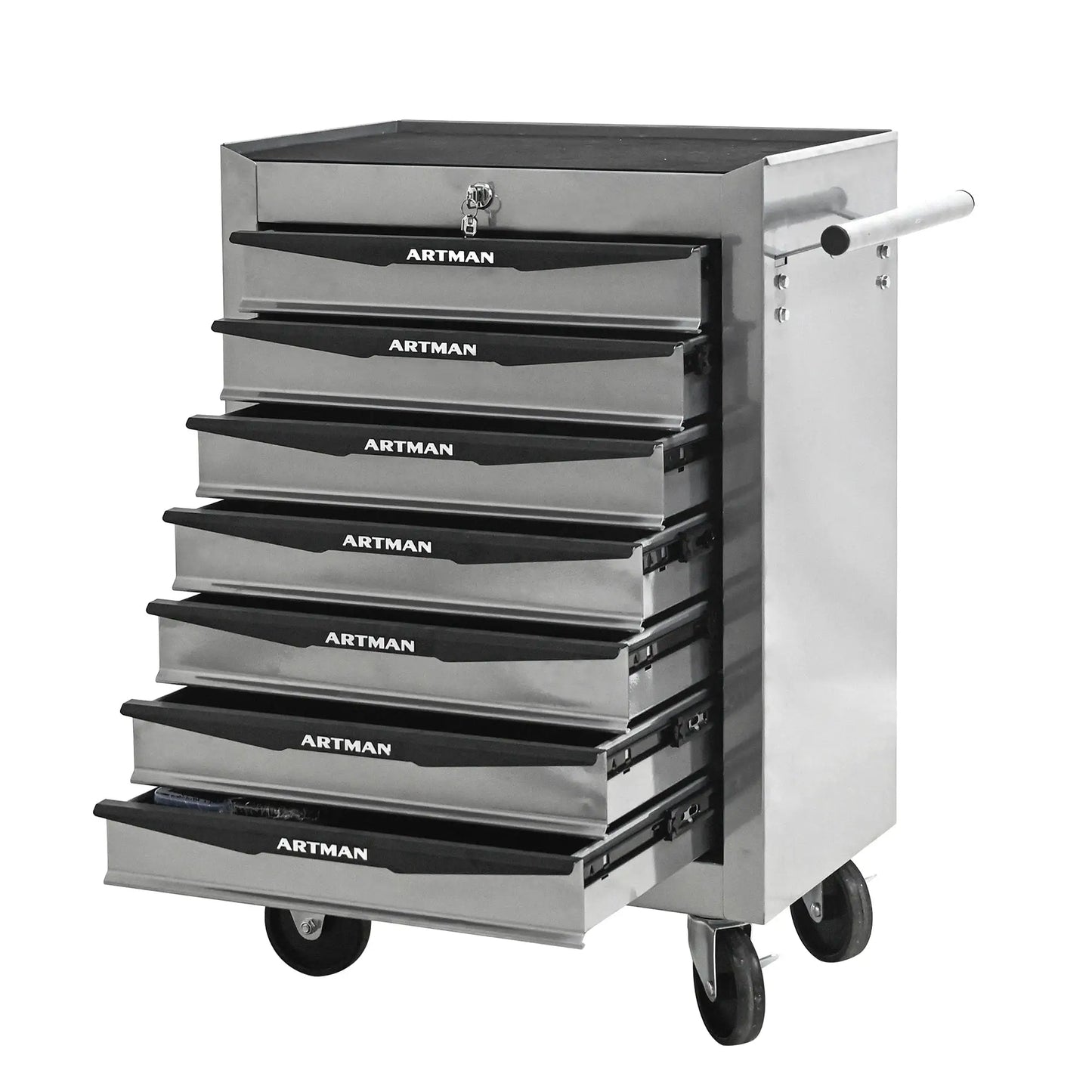 7 Drawer Rolling Tool Box Hardware Storage Tool Cabinet, Heavy Duty Steel Metal Cart, Lockable, Shop Garage NEW,black and silver from PriceLows™