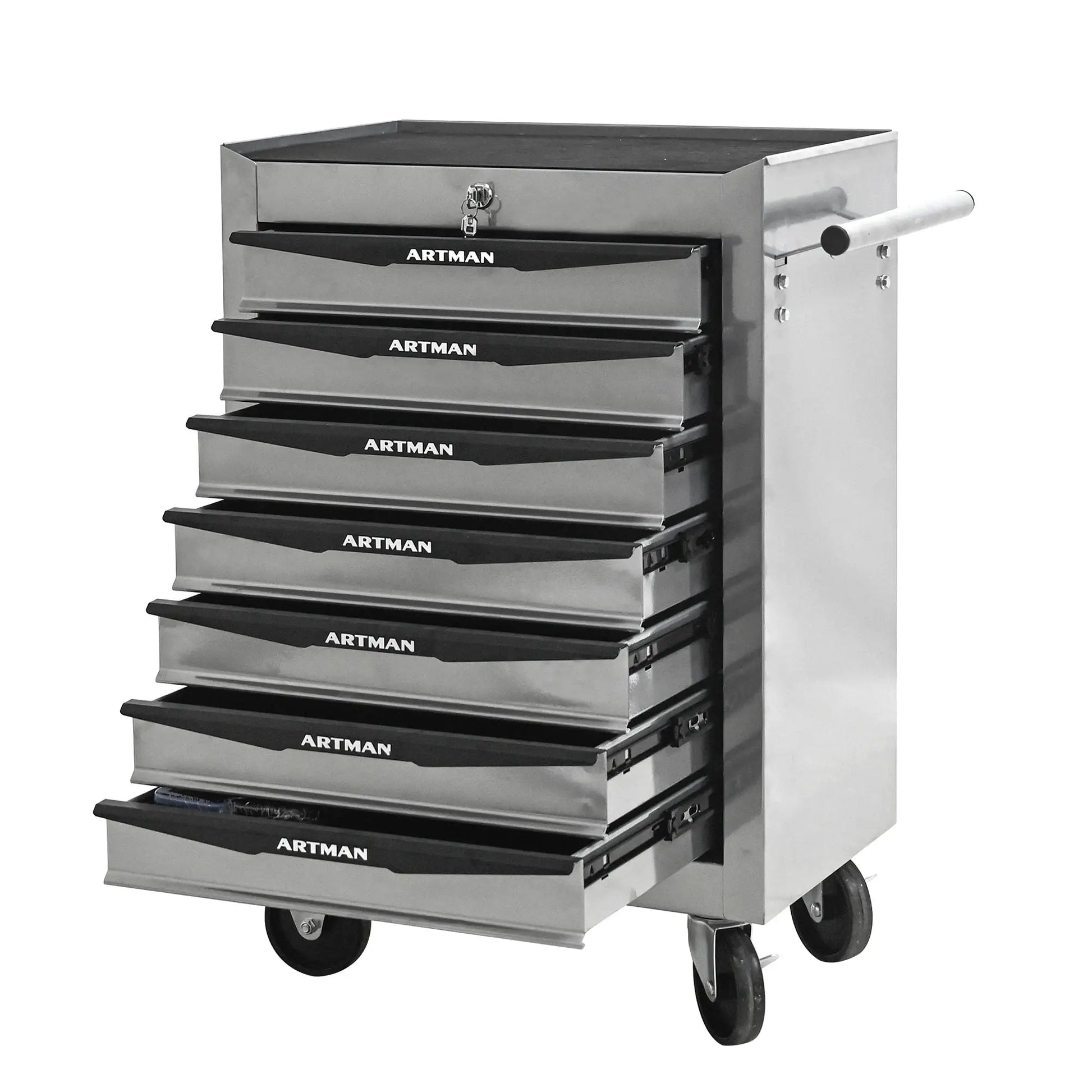 7 Drawer Rolling Tool Box Hardware Storage Tool Cabinet, Heavy Duty Steel Metal Cart, Lockable, Shop Garage NEW,black and silver from PriceLows™