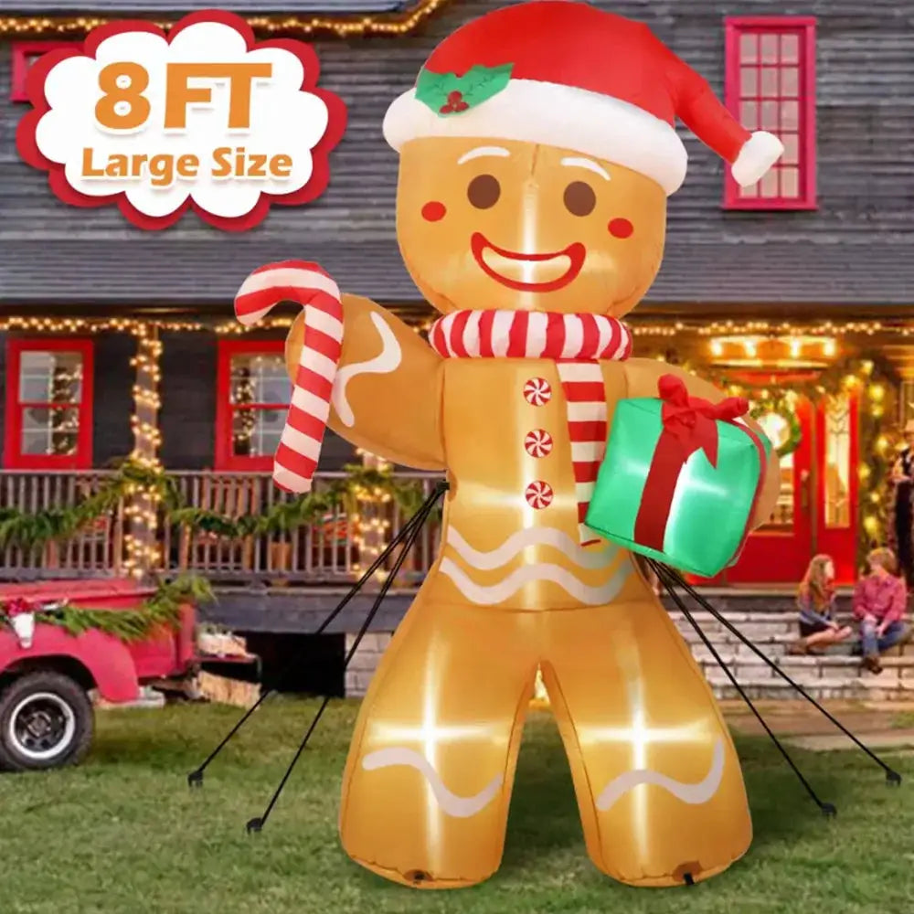 Gingerbread Man Inflatable | 8ft | Outdoor Christmas Yard Decor LED Lights