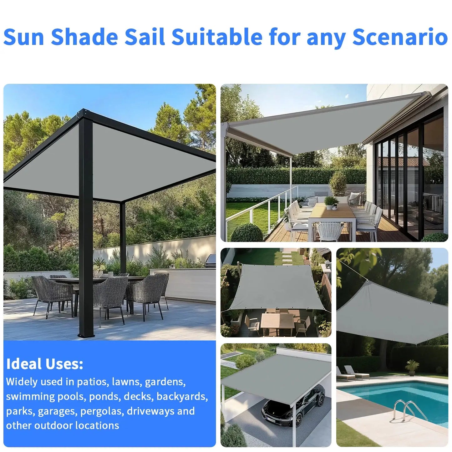 Garden Shade Sail | Poly Cotton | Waterproof | PU Coated