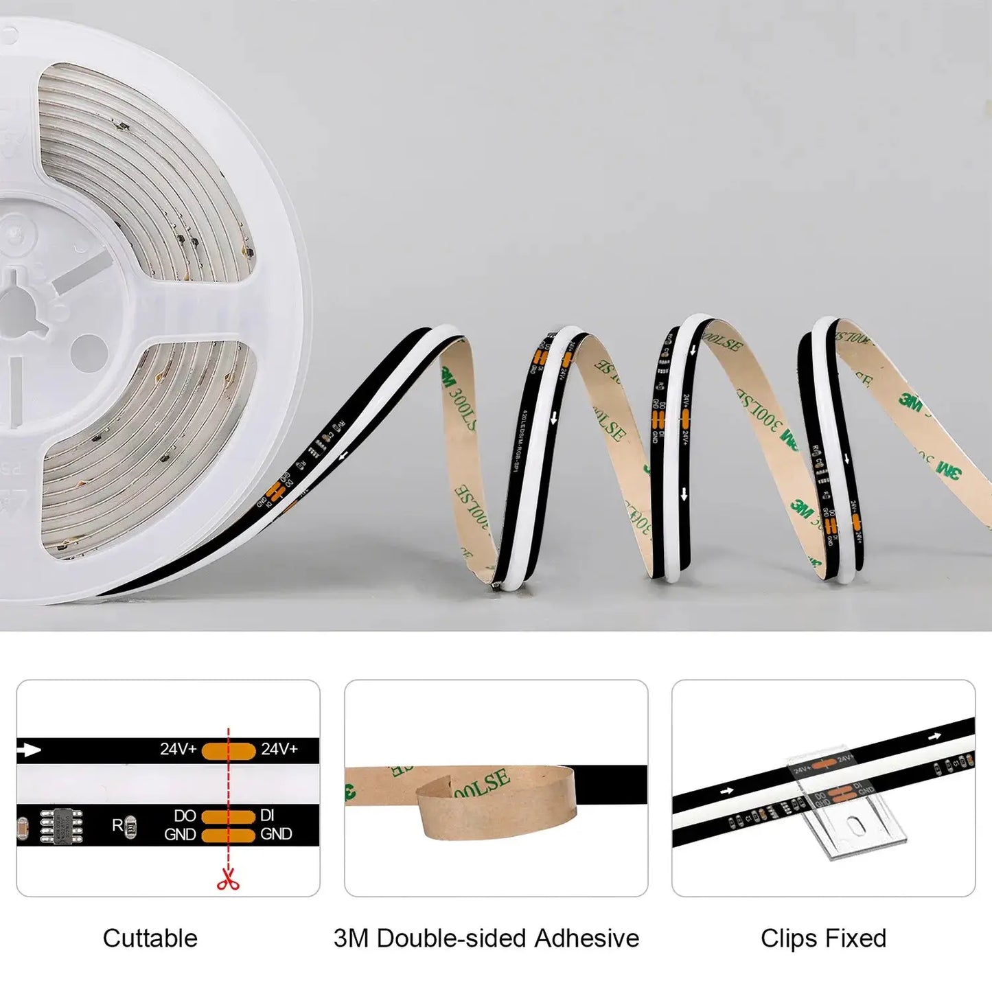 SPI COB LED Strip WS2811 RGB+IC Addressable 420LEDs/m Pixel Dream Color High Density Flexible FCOB Led Lights RA90 WS2812B from PriceLows™