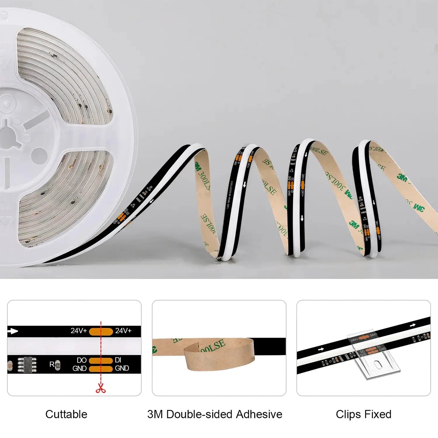 SPI COB LED Strip WS2811 RGB+IC Addressable 420LEDs/m Pixel Dream Color High Density Flexible FCOB Led Lights RA90 WS2812B from PriceLows™