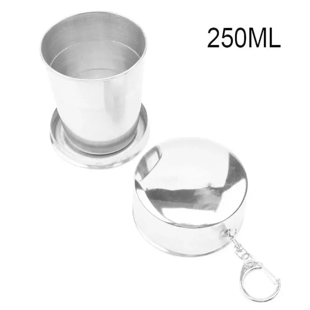 Foldable Cup with Lid 75ml-450ml Stainless Steel Shot Glass, Rustproof&Flexible, Easy-Carry Keychain For Travel,Fishing&Camping from PriceLows™