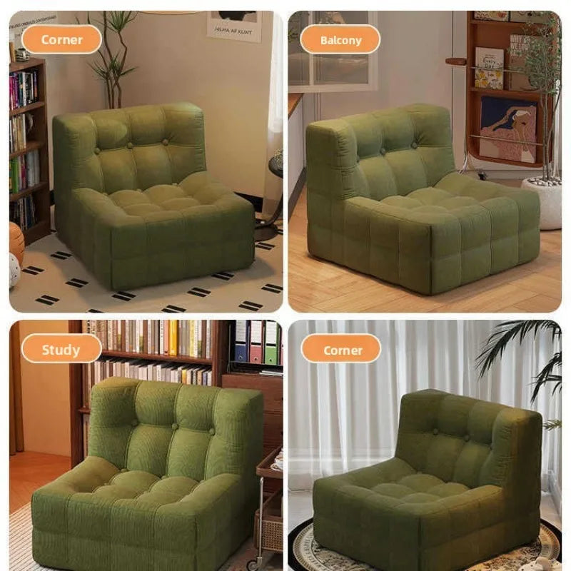 Retro Block Lazy Sofa | Corduroy Fabric | Sponge Filling | Single
