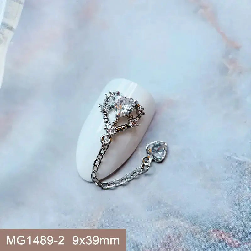 10pcs Valentine's Day Pink Love Heart Ribbon Zircon Metal Nails Jewelry Decorations Nail Art Accessories Charms Parts Supplies from PriceLows™