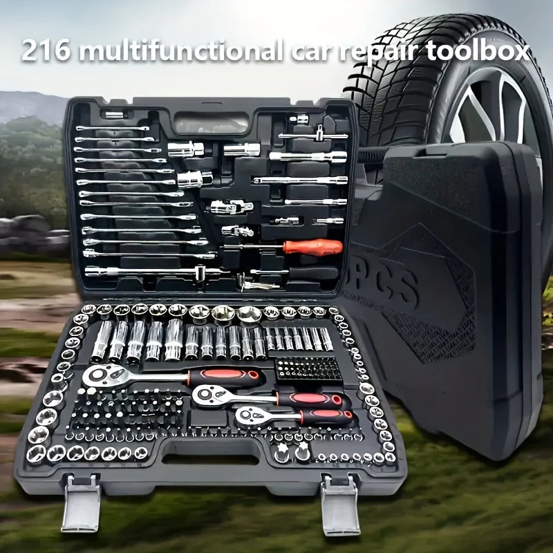 1 Set of 46-Piece Car Repair Tool Set, Ratchet Wrench Tool Box, Car Maintenance Socket Repair Kit, Hardware Kit, Multifunctional Car Repair Tool Kit from PriceLows™