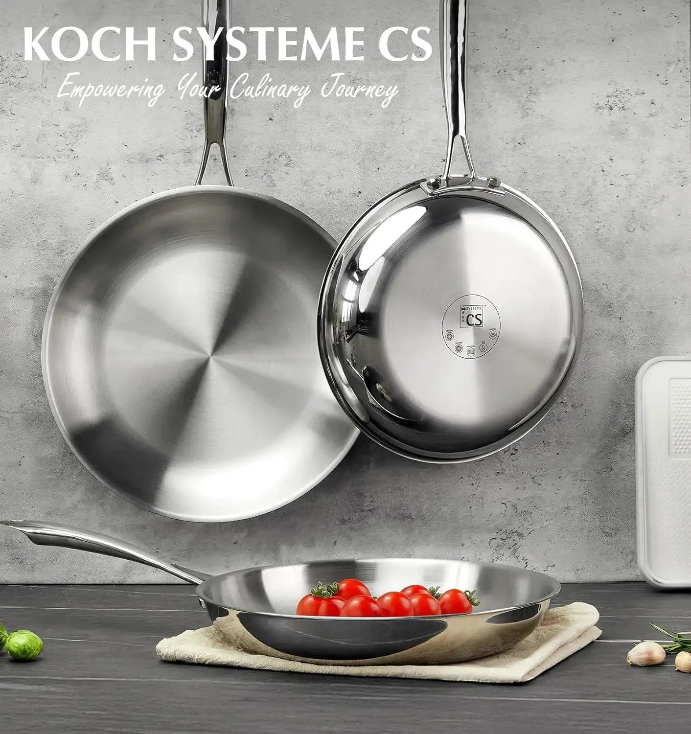 Tri Ply Stainless Steel Frying Pan, 8" 10" 12" Stainless Steel Pan Set, 18/10 Kitchen Skillet, Induction Compatible from PriceLows™