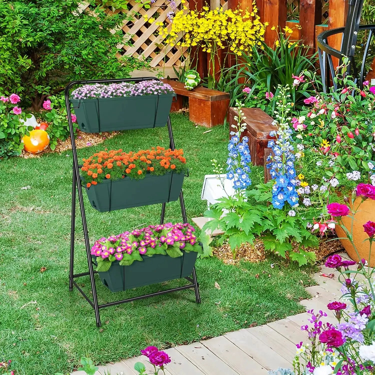Vertical Raised Garden Bed 3 Tier Garden Planter Standing Planter Box Herb Garden Planter Outdoor and Indoor for Vegetab from PriceLows™