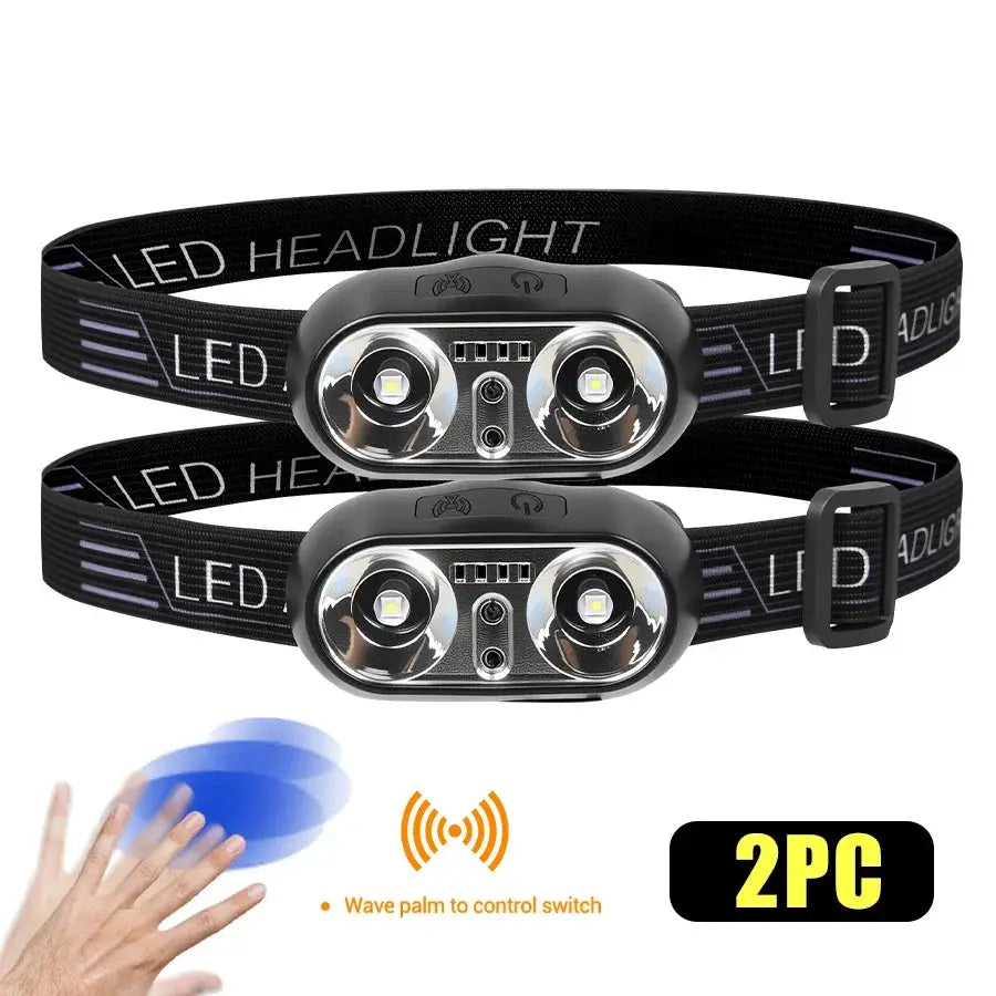 Strong Light Headlamp Portable LED Sensor Headlamp USB Rechargeable Head Flashlight Outdoor Camping Fishing Emergency Lantern from PriceLows™