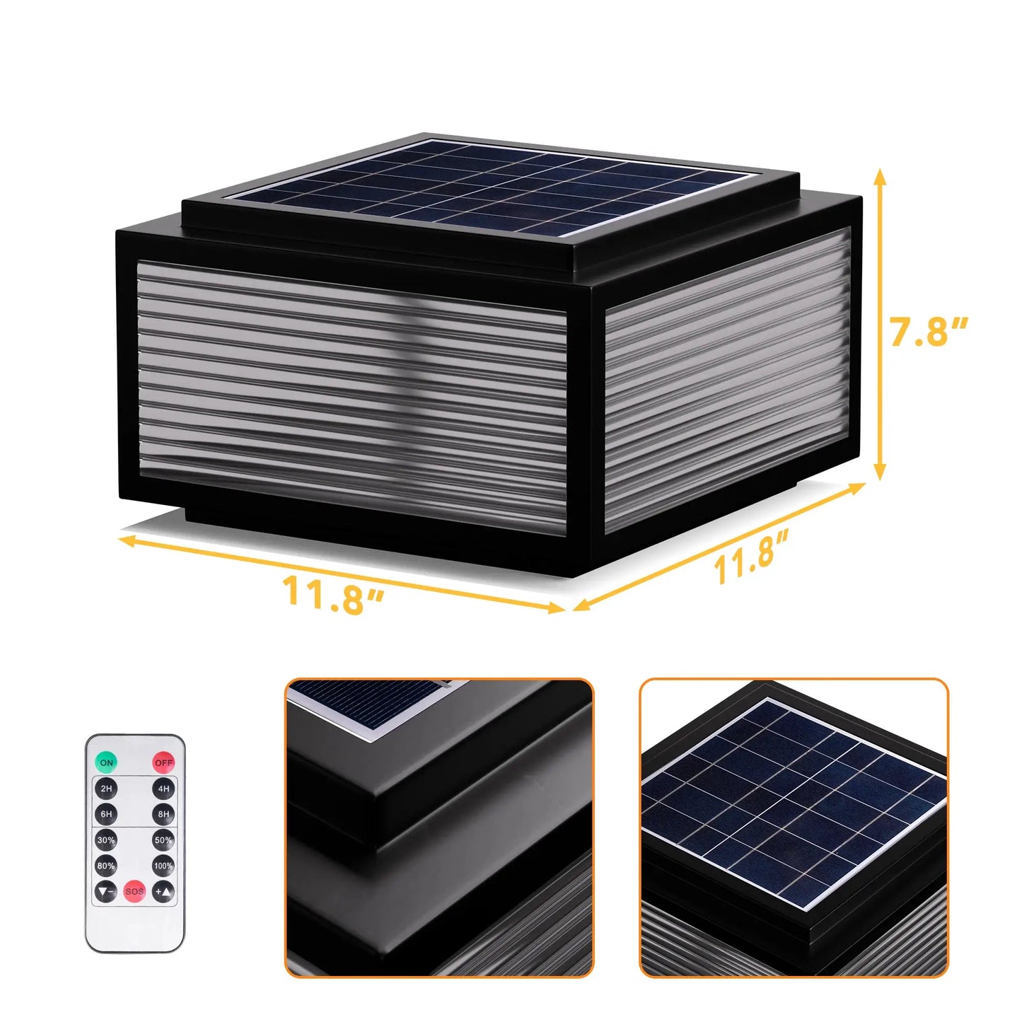 Solar Pillar Lights Outdoor, 30cm Metal&Glass Solar Post Cap Lights, Outdoor Post Lights Solar Powered Ip67 Waterproof from PriceLows™