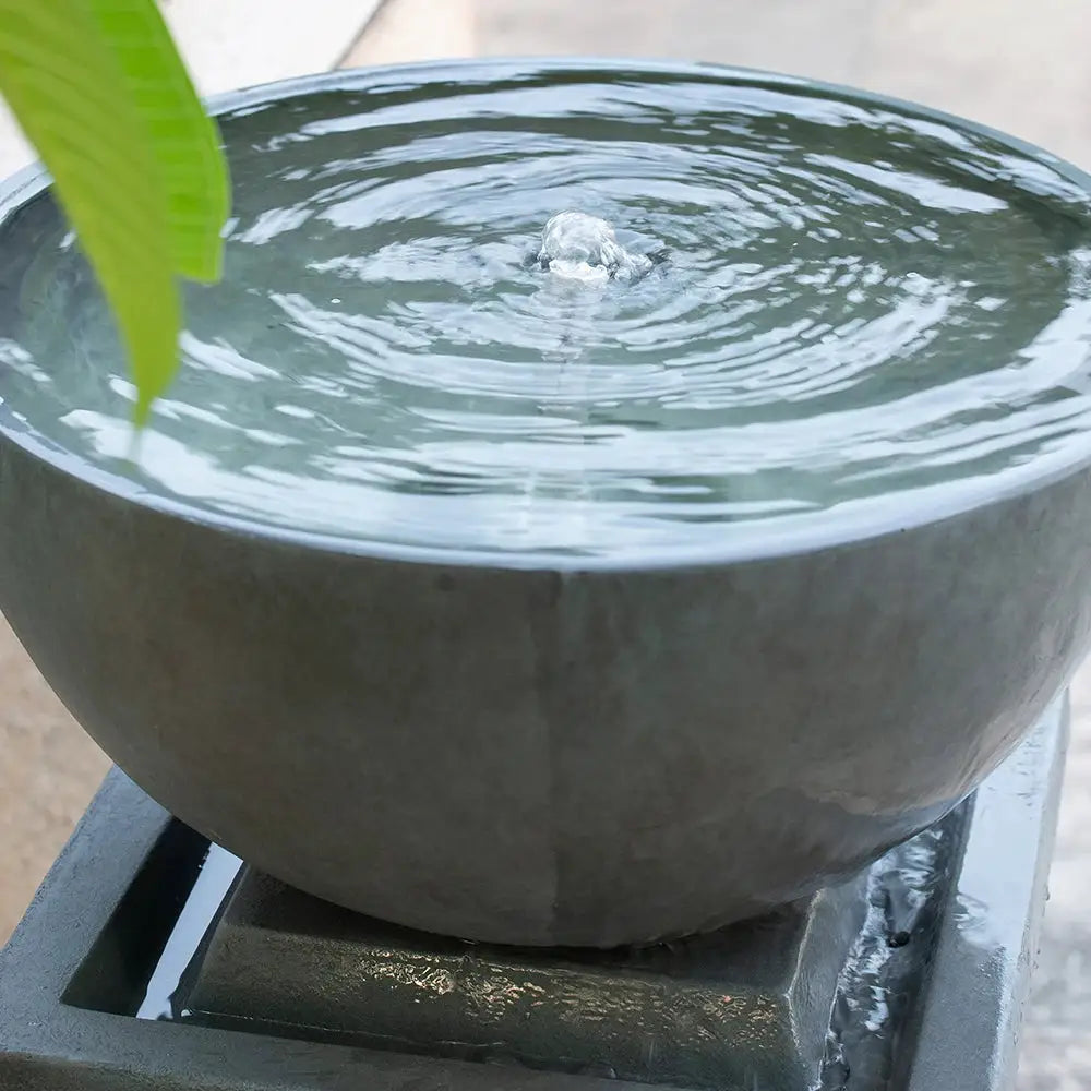 35.5" Polyresin Gray Zen Bowl Water Fountain, Outdoor Bird Feeder /Bath Fountains, Relaxing Water Feature for Garden Lawn from PriceLows™