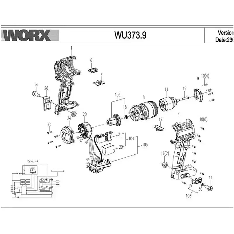Orginal new Switch Driver motor reducer casing toothed wheel shell chuck parts for WORX WU373 Electric screwdriver from PriceLows™