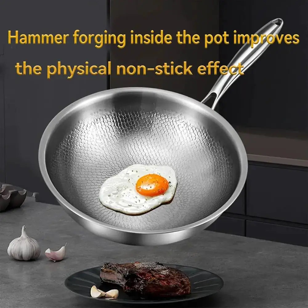 3-Piece Hammered Nonstick Cookware Set: Pan, Soup Pot, Wok with Steamer, Even Heat, All Cooktops Compatible from PriceLows™