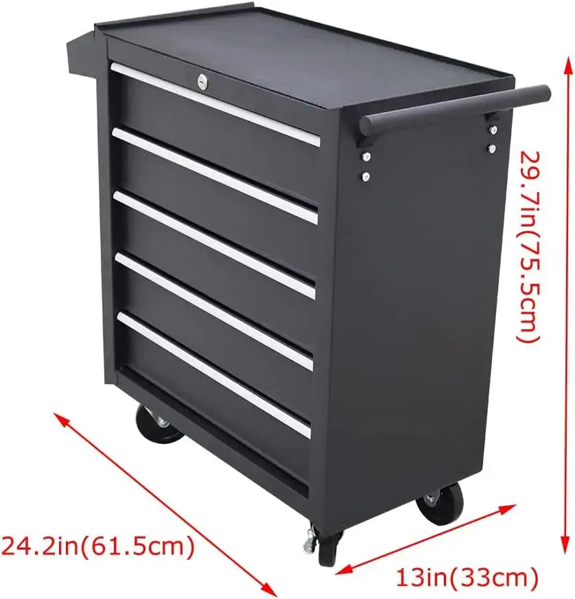 5-Drawer Rolling Tool Chest with Wheels 24.2 inch Tool Box with Lock and Sliding Drawers for Garages, Repair Stores, Workshop from PriceLows™