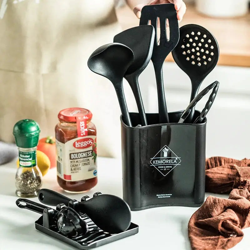 9PCS Silicone Kitchen Utensils Set Non-Stick Cooking For Cookware Silica GelHandle Spatula Egg Grade Kitchen Accessories from PriceLows™