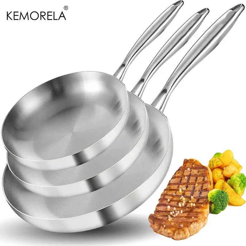 Frying Pan Set | 304 Stainless Steel | Non-Stick Coating | 22/24/26/28 cm