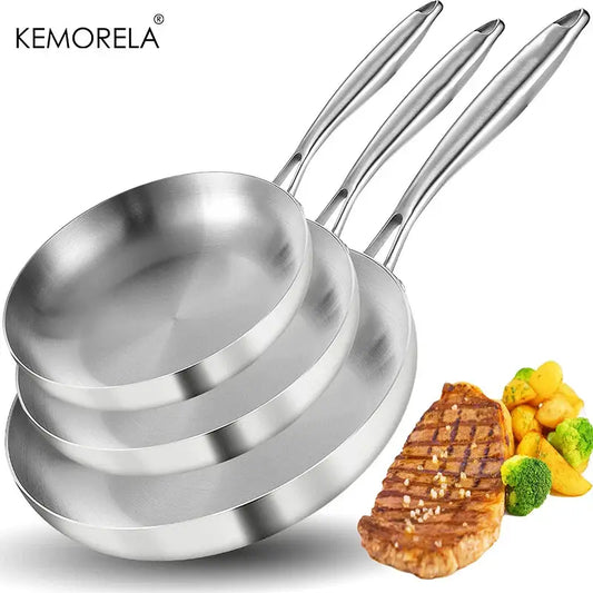 Frying Pan Set | 304 Stainless Steel | Non-Stick Coating | 22/24/26/28 cm
