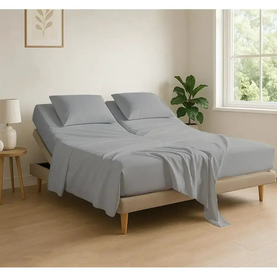 4 Piece Flex Head King Sheet Set, Top 34 Inch Split Sheets for Sleep Number Adjustable Beds, Soft Breathable 100 Egyptian Cotton from PriceLows™