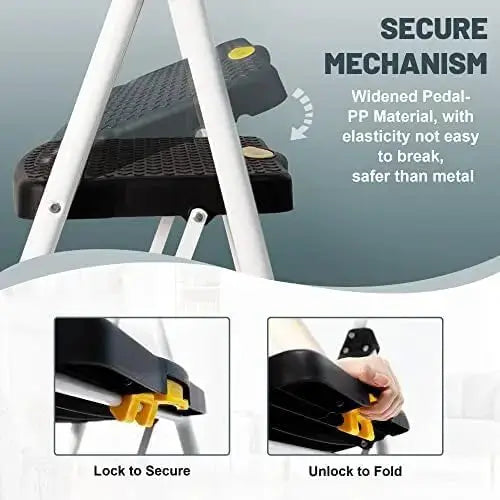4 Step Folding Ladder, 330LBS Capacity, Anti-Slip Step Stool with Tool Platform for Home Kitchen Office from PriceLows™