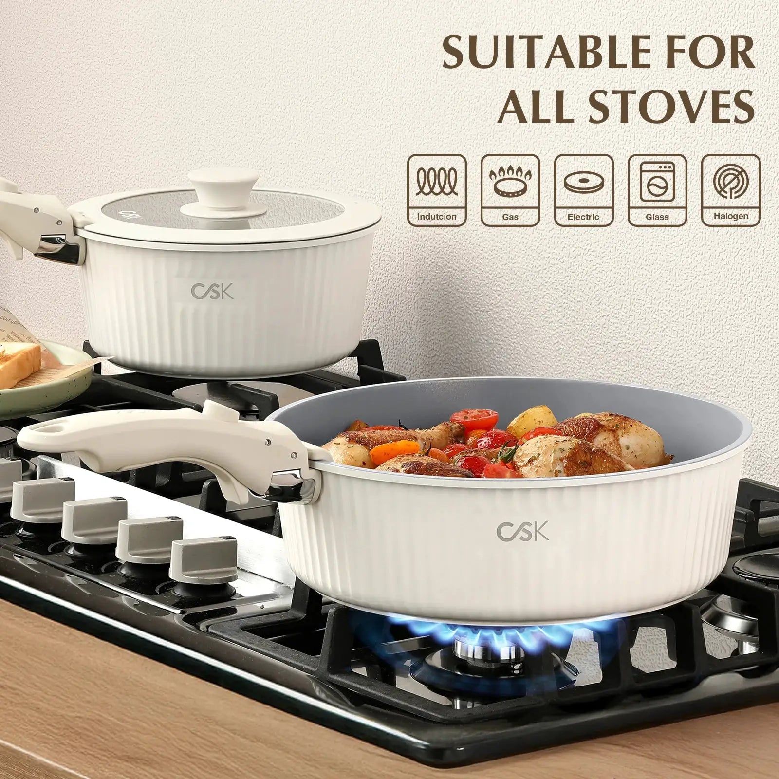KOCH SYSTEME CS Pots and Pan Cookware Set 17PCS, Non Stick Ceramic Cookware Set with Pots Protectors,Kitchen Induction Cookware from PriceLows™