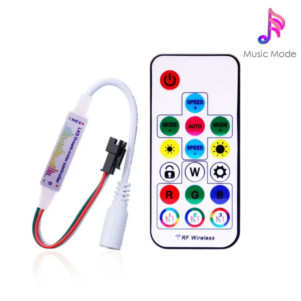 WS2811 WS2812B Led Pixels Strip Light Controller WS2812 USB/DC MINI 3Keys RF 14/17/21Keys Led Tape Remote Controller DC5-24V from PriceLows™