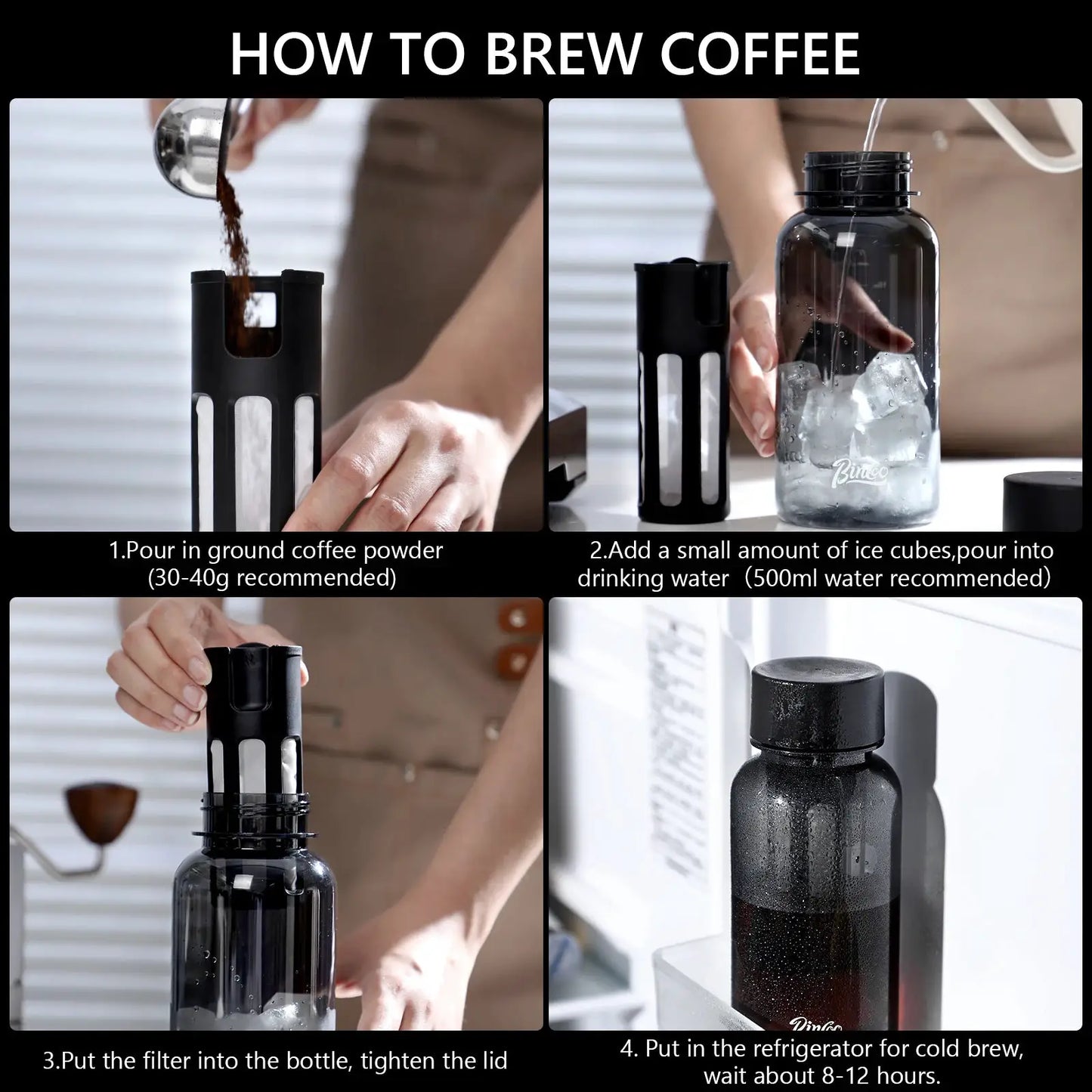 Bincoo 600ml Cold Brew Coffee Tea Maker with 300-Mesh Filter Leakproof Iced Drink Travel Tumbler BPA-Free Tritan Material from PriceLows™