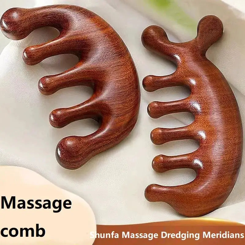 Wooden Massage Comb | Scalp Oil Massager | Compact Size