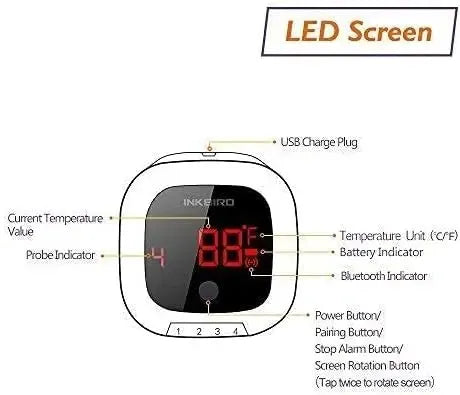 Wireless Bluetooth Meat Thermometer with 4 Probes, 150ft Range, BBQ Grill Smoker Oven Cooking from PriceLows™
