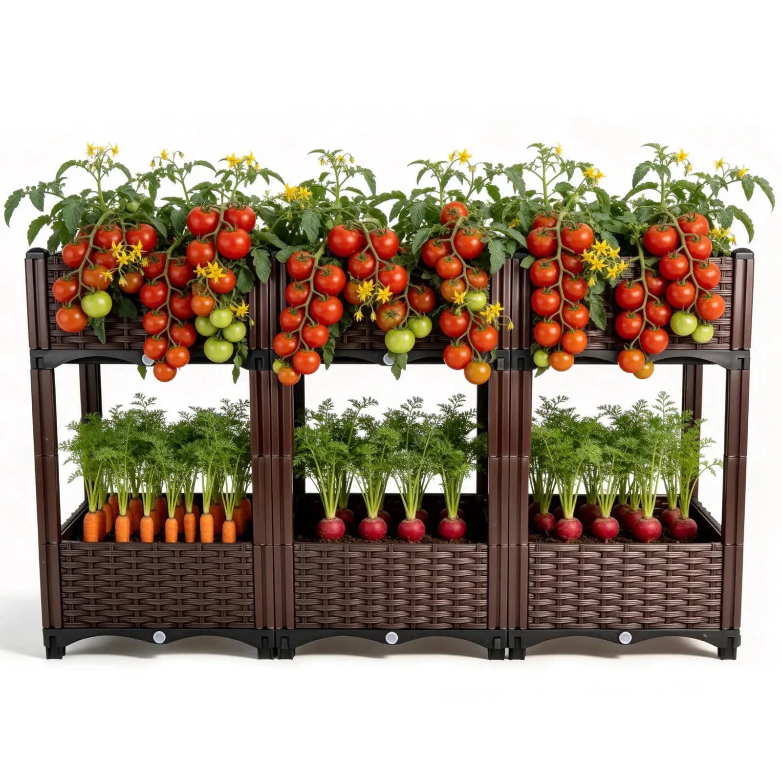 Elevated Raised Garden Bed with Legs Large, 6 Grids Divider Planter Box Outdoor PP Plastic Flower Plant Container, Double Layered Space Saving, for Vegetables Herbs with Drainage Holes Stand Up Gardening, for Patio Backyard B from PriceLows™