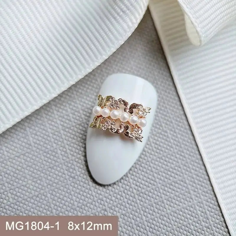 10pcs/lot Luxury Flower Love Heart Zircon Metal Nails Jewelry Material Decorations Nail Art Accessories Charms Parts Supplies from PriceLows™