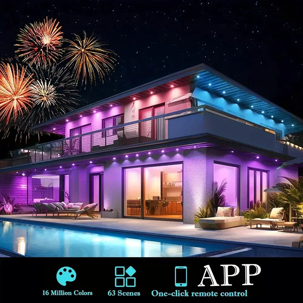 MIMIRGB Eaves Lights Permanent Outdoor LED Light String Strip APP Smart DlY Auto Scene Lighting Effects Christmas Holidays Decor from PriceLows™