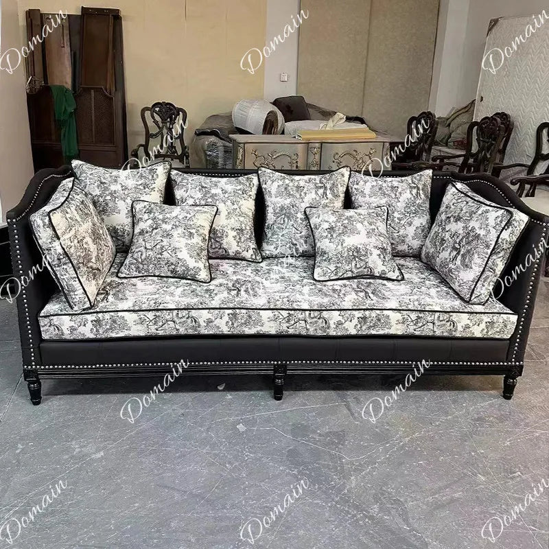 Sofa | Three Seater | Printed Fabric Upholstery | Modern Moroccan Style