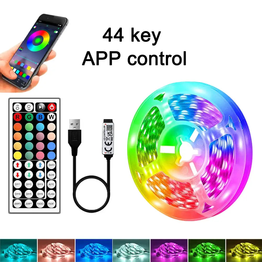 1-40m LED Strip Lights for Room Decoration, APP + 44-Key Remote Music Sync, 5V USB RGB Flexible Tape for TV Backlight from PriceLows™