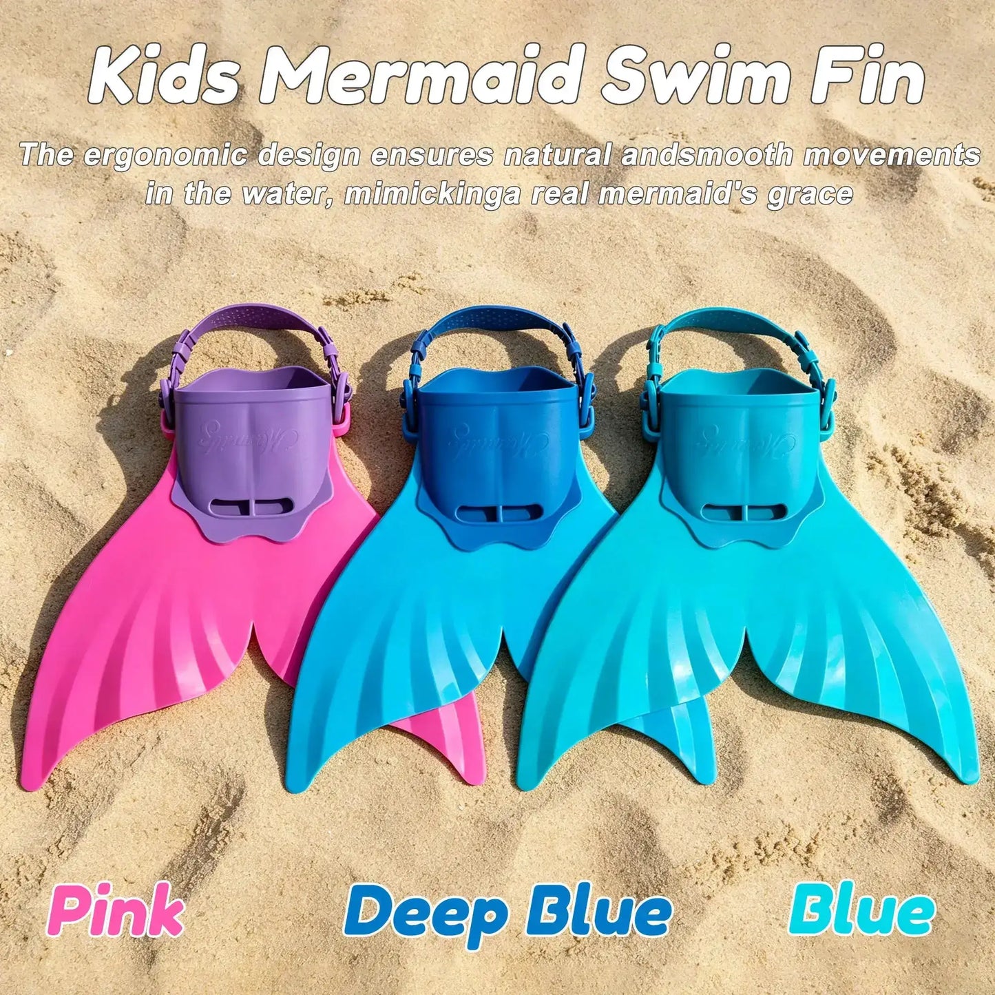 Mermaid Monofin, Swim Fin for Kids Mermaid Tail Girl Snorkel Fins Swim Flippers Full Foot Water Sports Enthusiasts Diving Fins from PriceLows™