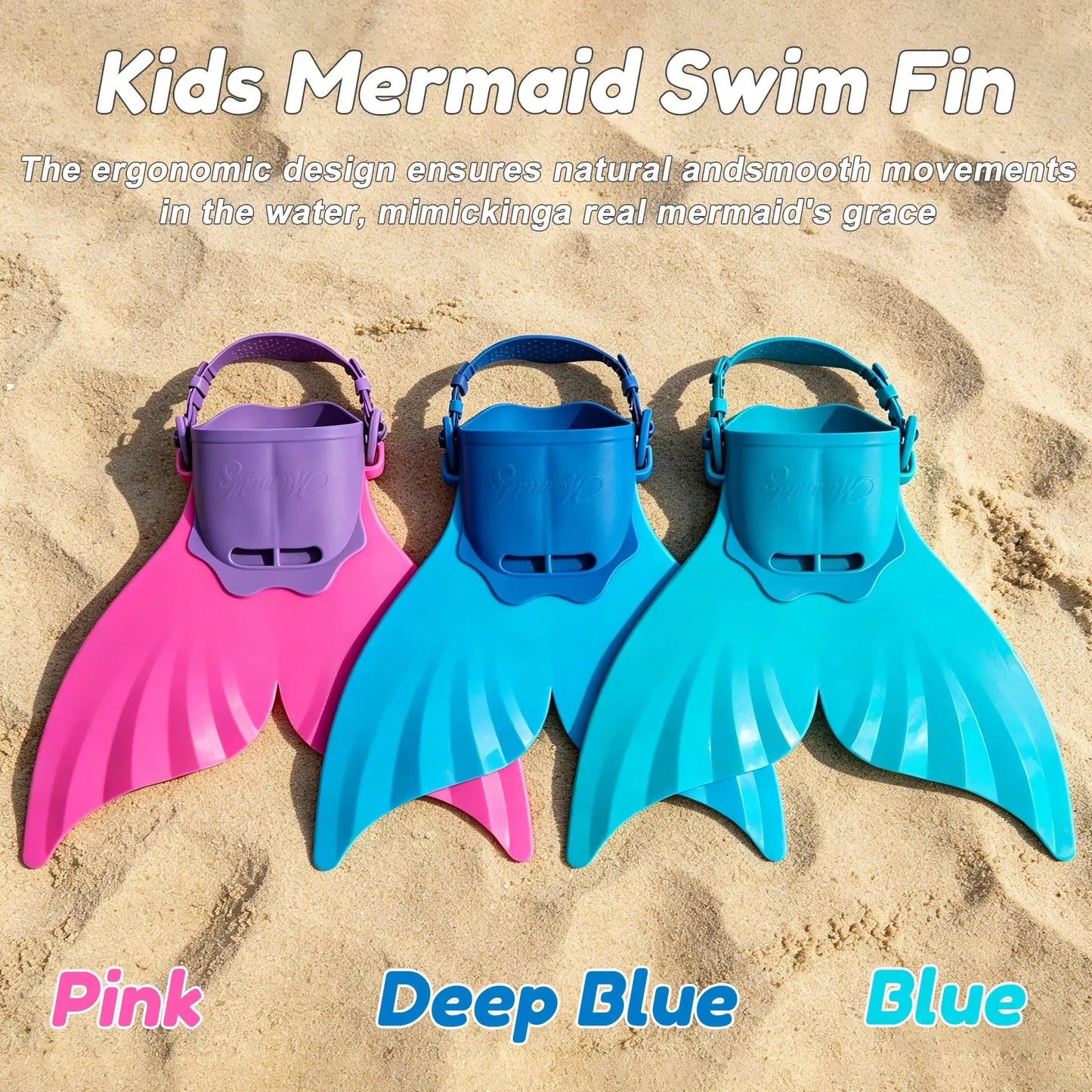 Mermaid Monofin, Swim Fin for Kids Mermaid Tail Girl Snorkel Fins Swim Flippers Full Foot Water Sports Enthusiasts Diving Fins from PriceLows™