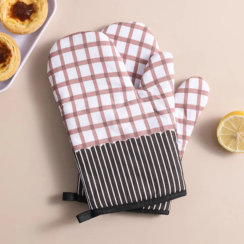 Oven Mitts | High Temperature Resistant | TC Fabric | Black Gray
