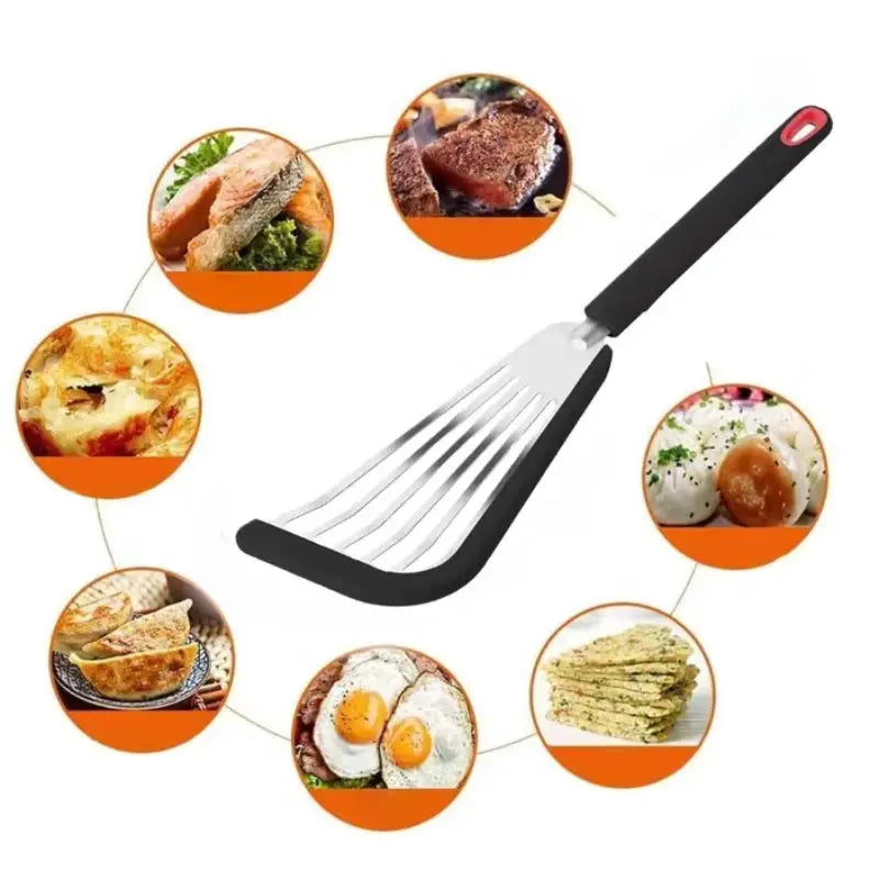 The Kitchen Anti-scalding Frying Spatula Heat-resistant Frying Fish Spatula All Stainless Steel Spatula Home Outdoor Cooking from PriceLows™