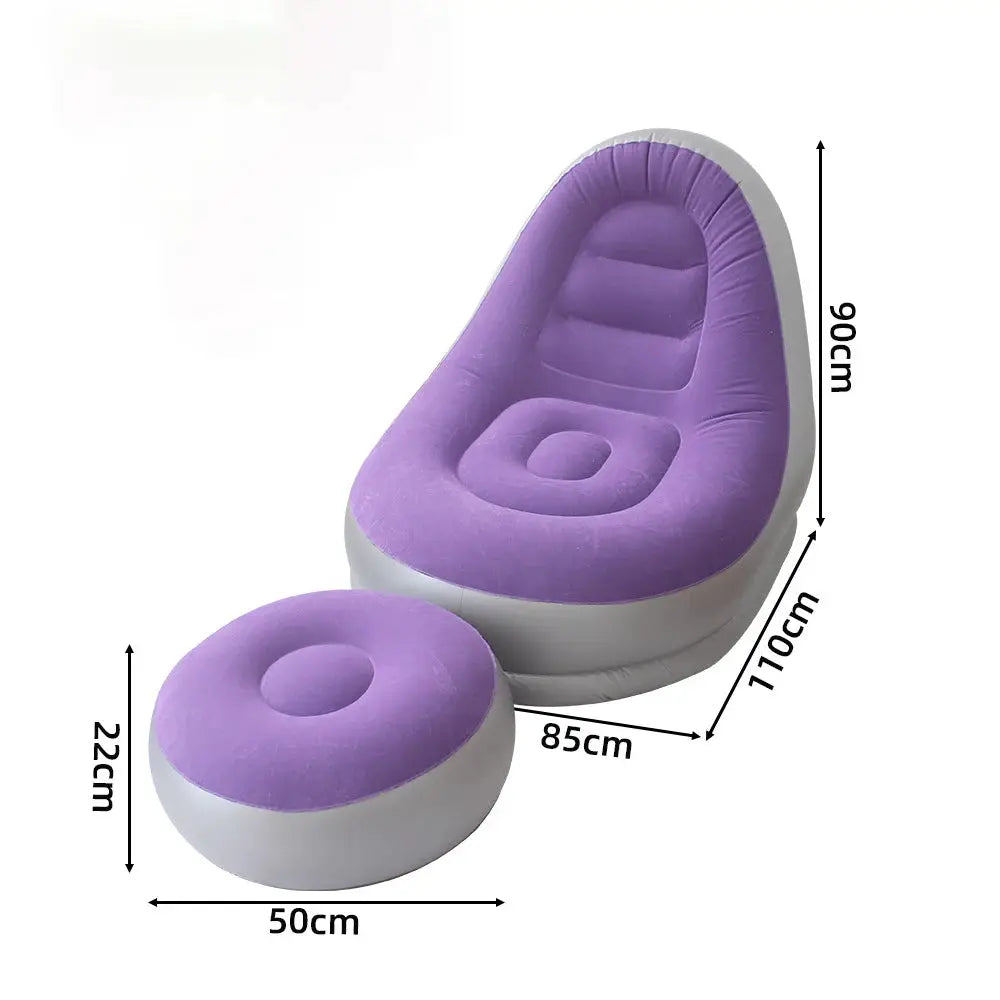 Inflatable Flocking Lazy Sofa Set | Portable Foldable | With Stool | Outdoor