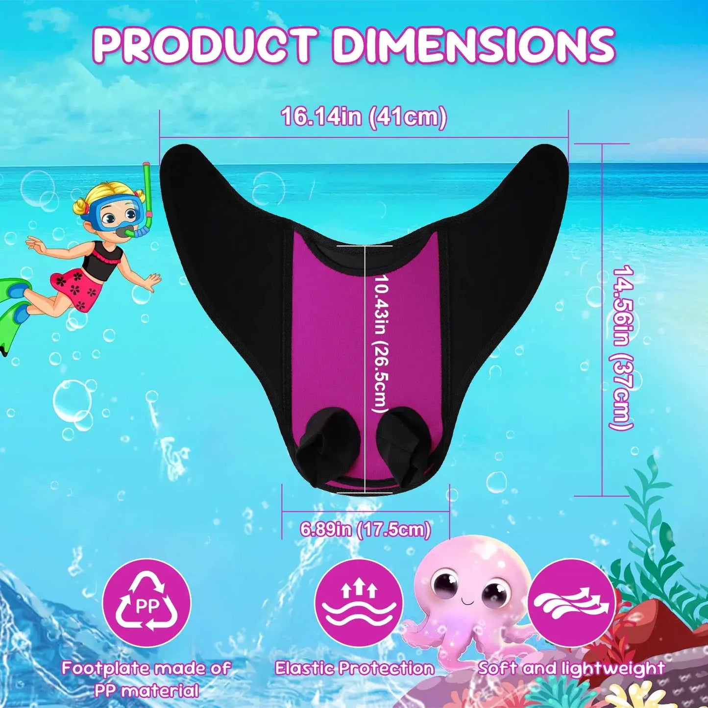 Children's Mermaid Fins Lightweight Snorkelling Tail Fins Suitable for Beginners Kid Winter Holiday Indoor Swimming Freediving from PriceLows™