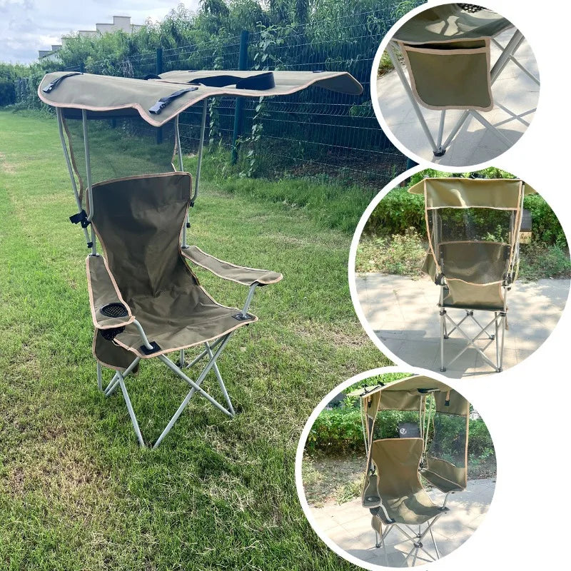 Outdoor Folding Chair | Sunshade Canopy | Iron Frame