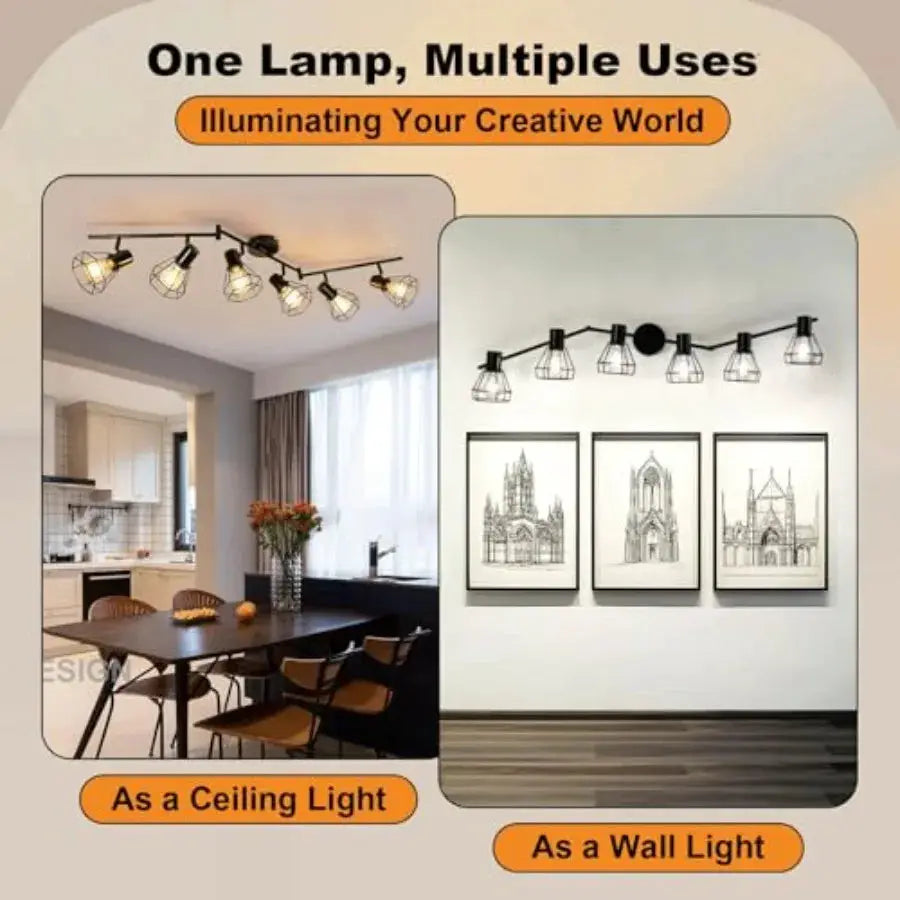 6-Light Track Lighting Directional Rotatable Ceiling Light Fixture Black Farmhouse Track Spotlight for Kitchen Bedroom Living R from PriceLows™