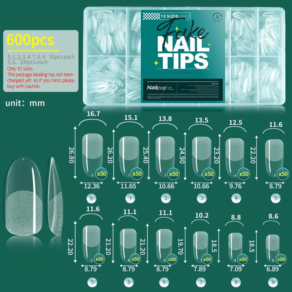 Nailpop 600PCS Nail Tips Full Cover Medium Length Ballerina Press On False Nail Extenison Tips with Box for Salons and Home DIY from PriceLows™