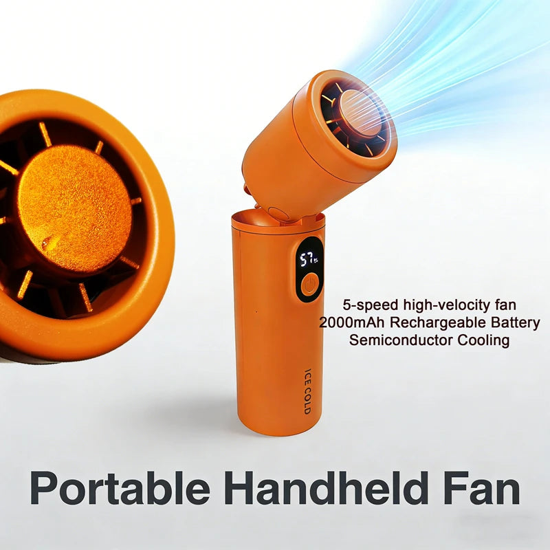 Portable Handheld Fan | USB Rechargeable | Foldable | Digital Display