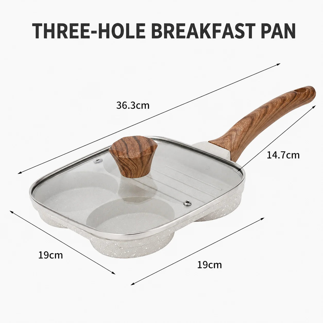 Egg Frying Pan | 4-Section Divided | Aluminum Alloy | With Glass Lid