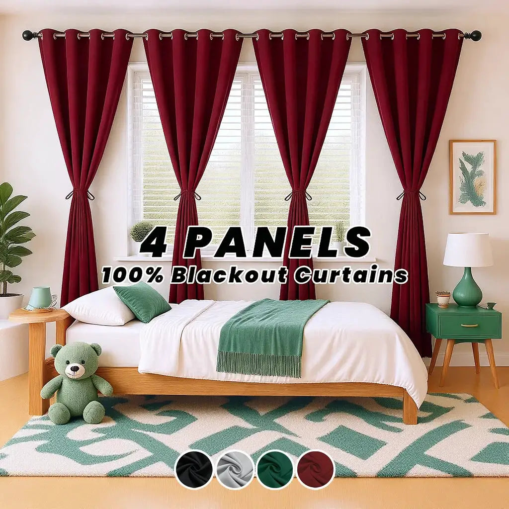 100% Blackout Curtains 4 Panels Thermal Insulated Window Drapes Washable Privacy Protection for Bedroom Living Room Dining Room from PriceLows™