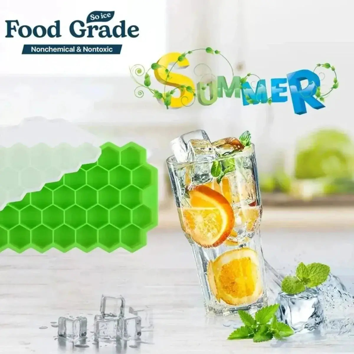 Honeycomb 37-Grid Ice Cube Tray, Silicone DIY Ice Mold (Lid Not Included) for Drinks, Cocktails & Kitchen Use from PriceLows™