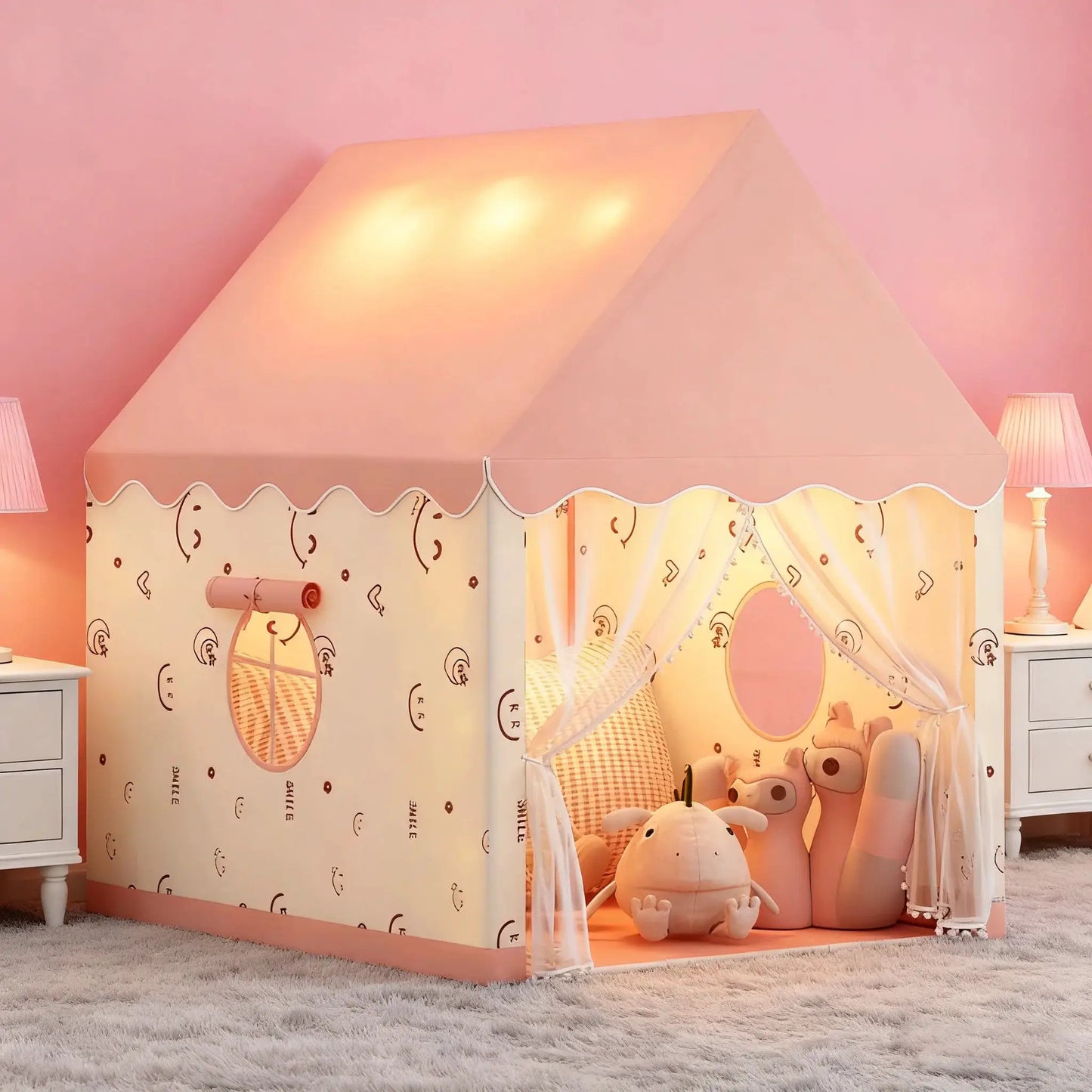 smile face Princess Castle Game House Kids Play Tent children's toy Available Both Indoor and Outdoor gift for kid (Single tent) from PriceLows™