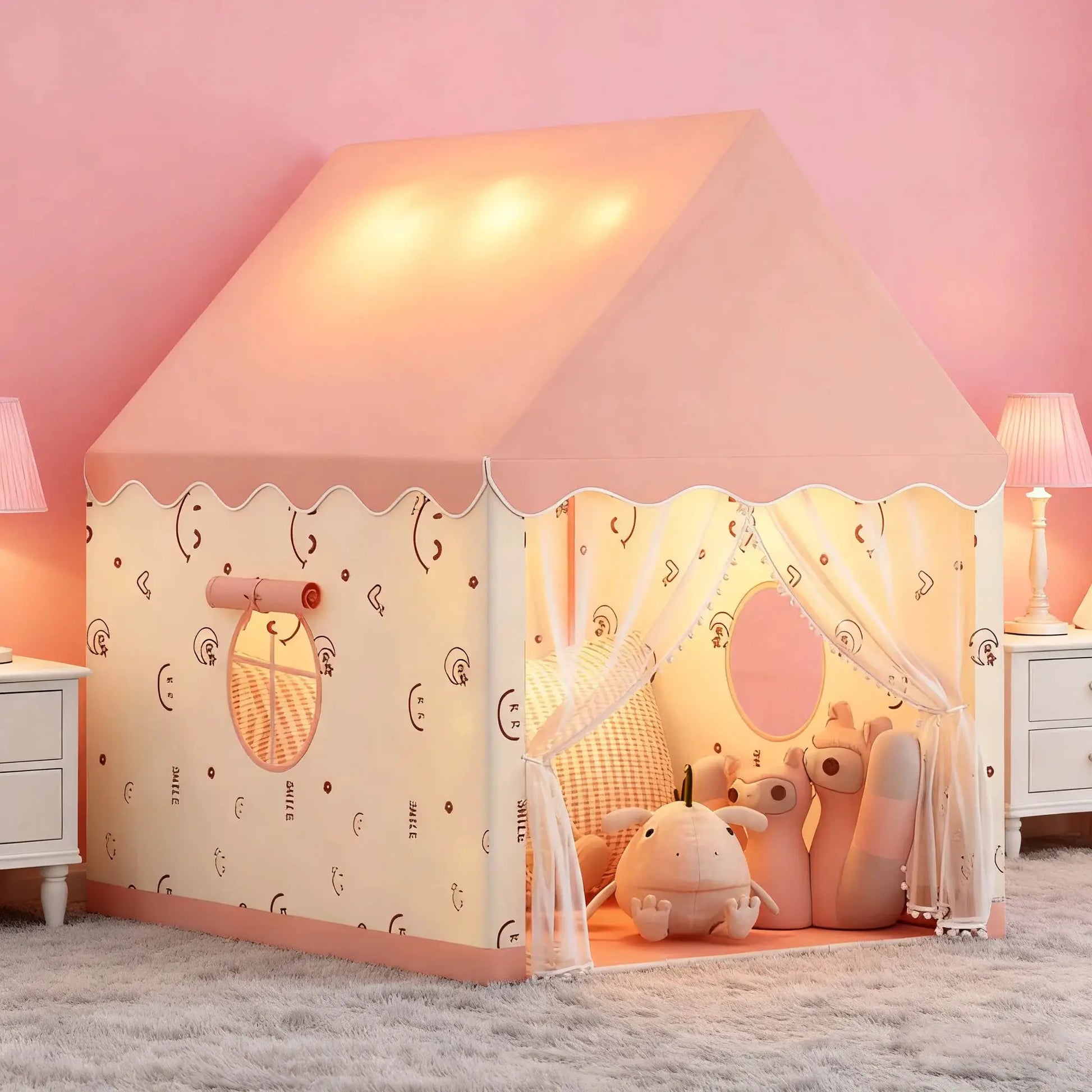 smile face Princess Castle Game House Kids Play Tent children's toy Available Both Indoor and Outdoor gift for kid (Single tent) from PriceLows™