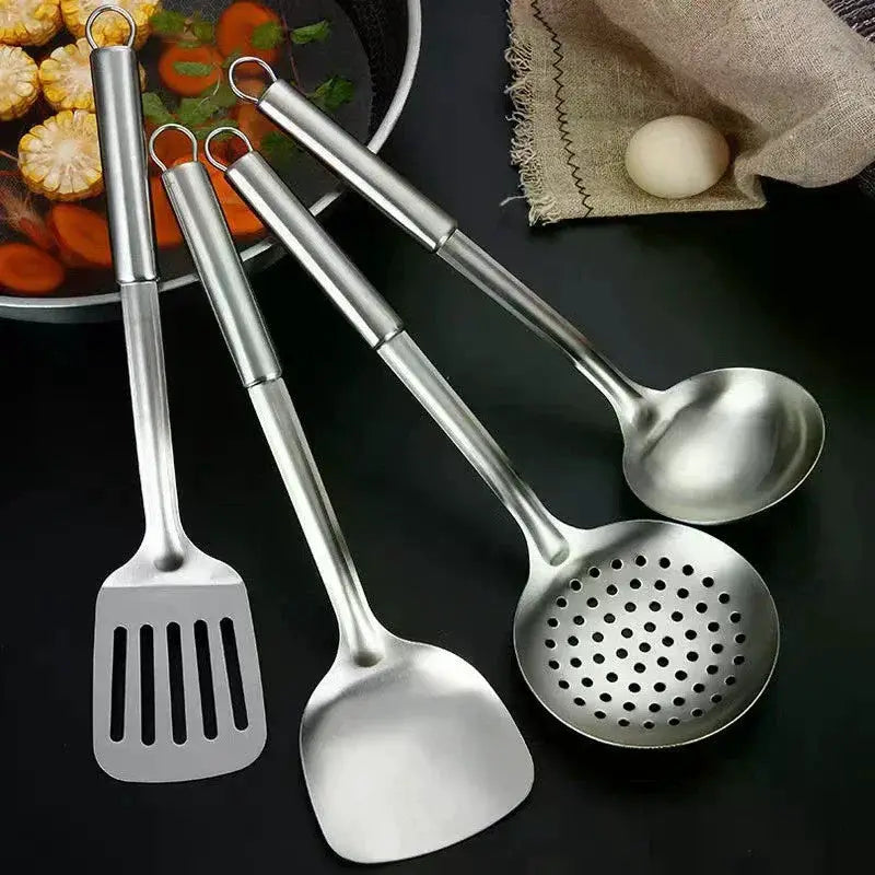 4Pcs Stainless Steel Kitchen Utensil Set Shovel Frying Spoon Soup Colander Spatula Kitchen Tools Set from PriceLows™