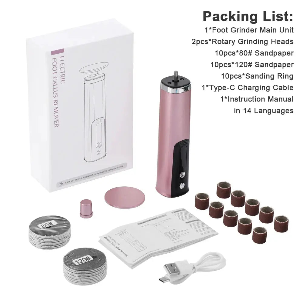 Electric Foot Callus Remover Heels Remove Wireless Rechargeable Foot Care File Cuticle Callus Remover with Replacement Sandpape from PriceLows™